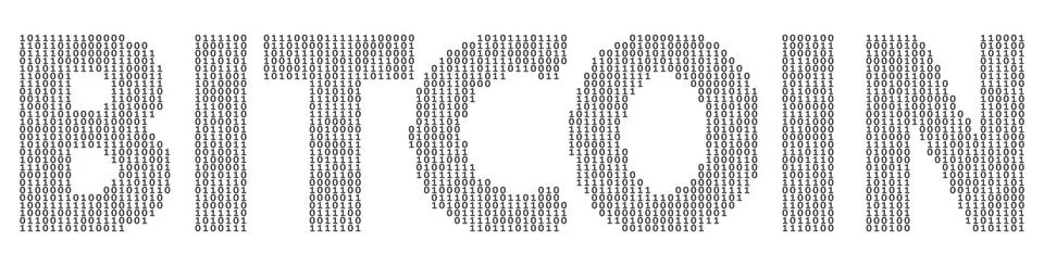 'Bitcoin' word with halftone effect. Each letter consists of zeros and ones Illustrazione stock