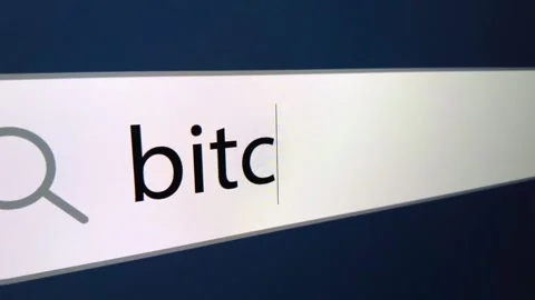 Bitcoin written in search bar with cursor, computer monitor, close-up Stock Footage 151393020