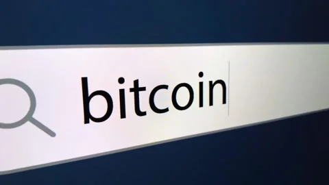 Bitcoin written in search bar with cursor, computer monitor, close-up Stock Footage 151434066