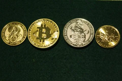 Bitcoin_gold_and_silver_1 Stock Photos