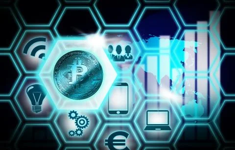 Bitcoin,coin cryptocurrency isolated background internet symbol Stock Illustration