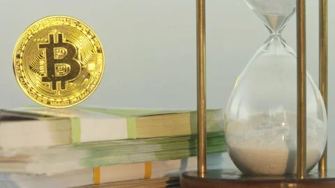 Bitcoine time is running out. Sand glass. Stock Footage 90225561