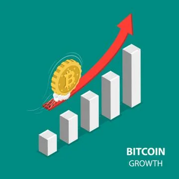 Bitcoing growth flat isometric low poly vector concept Stock-Illustration