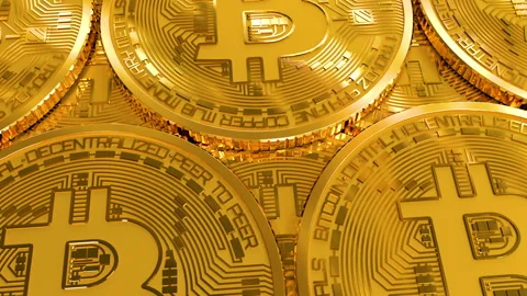 Bitcoins in a 3D animation Stock Footage 242427106