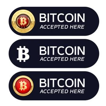 Bitcoins accepted here banner - cryptocurrency icon Stock Illustration