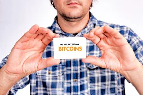 Bitcoins accepting Stock Photos