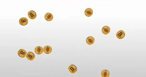 Bitcoins are piling up from top to bottom. Video mp4, 4K quality Stock Footage 232613141