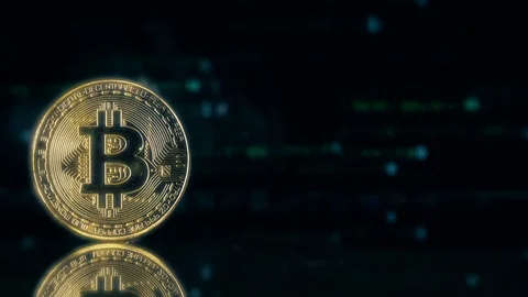 Bitcoins on Binary Code Background Stock Footage 119254882