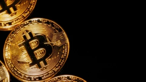Bitcoins on Black Ground Stock Footage 119257286
