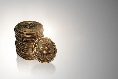 Bitcoins in blockchain cryptocurrency concept Stock Illustration