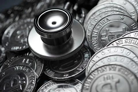 Bitcoins concept view Stock Photos