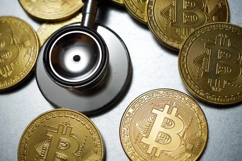 Bitcoins concept view Stock Photos