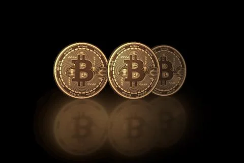 Bitcoins in cryptocurrency blockchain concept - 3d rendering 스톡 일러스트