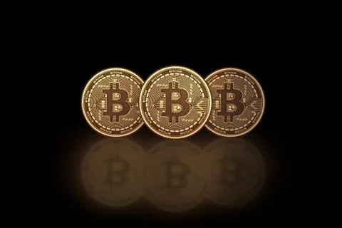 Bitcoins in cryptocurrency blockchain concept - 3d rendering Illustrazione stock