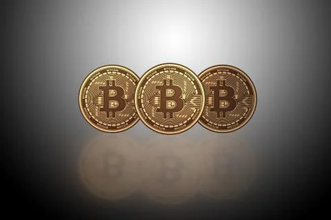 Bitcoins in cryptocurrency blockchain concept - 3d rendering Stock Illustration