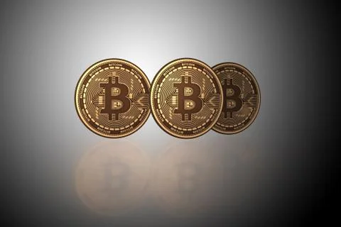 Bitcoins in cryptocurrency blockchain concept - 3d rendering 스톡 일러스트