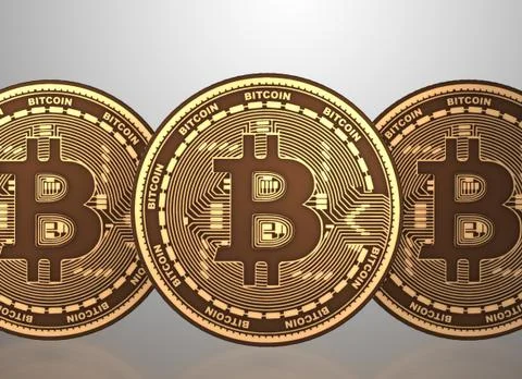 Bitcoins in cryptocurrency blockchain concept - 3d rendering 스톡 일러스트