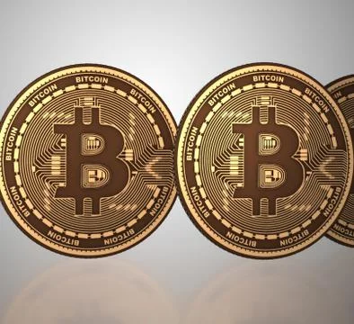 The bitcoins in cryptocurrency blockchain concept - 3d rendering Stock Illustration