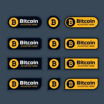 Bitcoins cryptocurrency buttons or labels set Stock Illustration