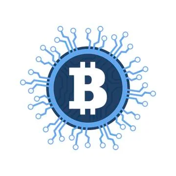 Bitcoins digital currency technology. Blockchain network illustration. Stock Illustration
