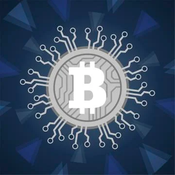 Bitcoins digital currency technology. Blockchain network illustration. Stock Illustration