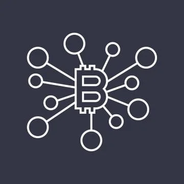 Bitcoins digital currency technology. Editable Stroke. Illustrazione stock