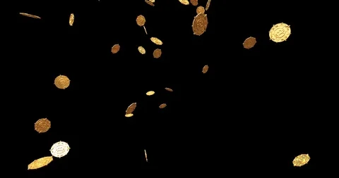 Bitcoins falling 3d animation in 4k Stock Footage 101038623