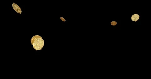 Bitcoins falling 3d animation in 4k Stock Footage 101038648