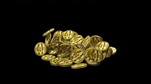 Bitcoins Falling and Piling Against a Black background, 4k Vidéo 229231452