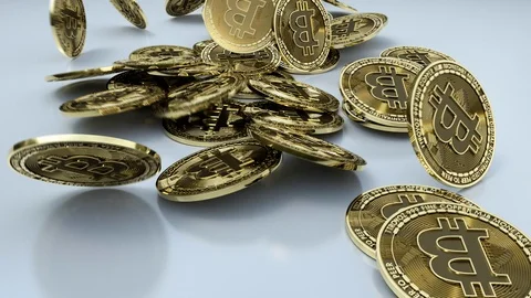 Bitcoins Falling Down Stock-Footage 92288525