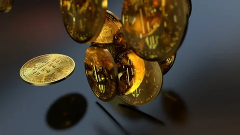 Bitcoins falling. Stock Footage 100618023