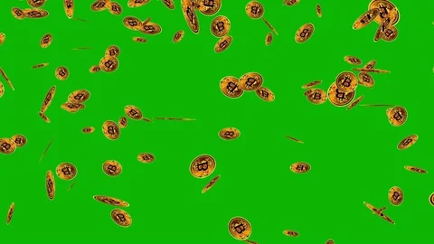 Bitcoins falling on the green screen Stock Footage 111508282