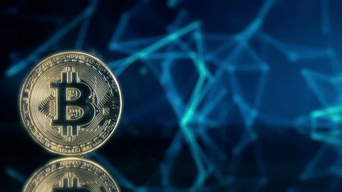 Bitcoins on Genetic Background Stock Footage 119254605