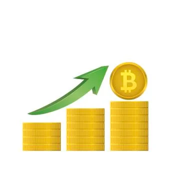 Bitcoins with green arrow Stock Illustration
