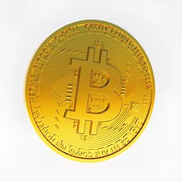 Bitcoins isolated on white background, BTC concept 3d rendering. Stock Illustration