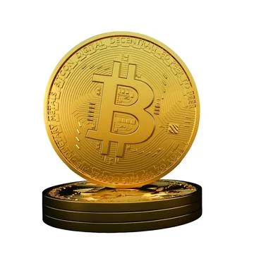Bitcoins isolated on white background, BTC concept 3D rendering. Stock Illustration