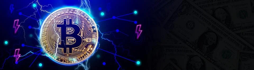 Bitcoins Lightning Network communication cryptocurrency technology Ilustración de archivo