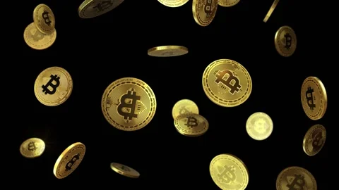 Bitcoins Loop on Black background Stock Footage 156001614