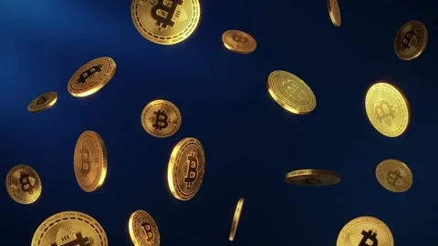 Bitcoins Loop on Blue background Stock Footage 156001613