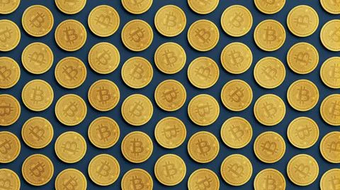 Bitcoins pattern background with cryptocurrencies. 3D rendering of Cryptocurr Stock Illustration