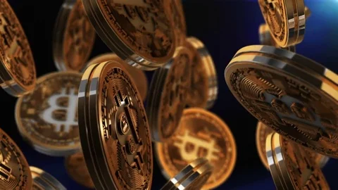 Bitcoins Rotating 3D Animation Stock Footage 78291525