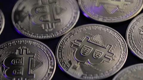 Bitcoins rotating in circle. 4K Video. Macro concept 스톡 동영상 166442099