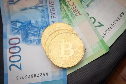 BItcoins on russian rubles Foto stock