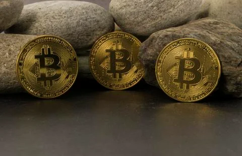 Bitcoins solid as a rock Stock Photos