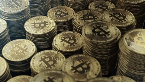 Bitcoins stack animation full HD loop Stock Footage 84268791