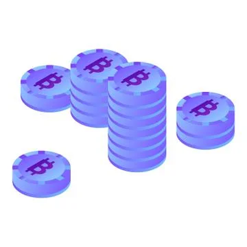 Bitcoins stack icon, isometric style Stock Illustration