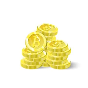 Bitcoins, a stack of isolation coins. Digital future Crypto currency, mining Illustrazione stock