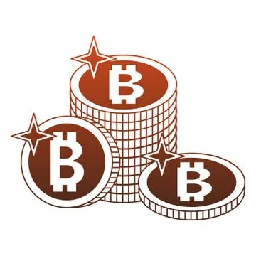 Bitcoins stacked isolated red lines 스톡 일러스트