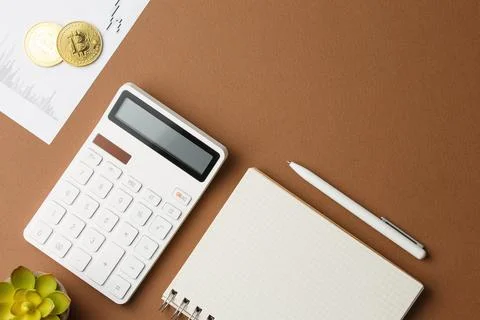 Bitcoins with stock chart. Flat lay Stock-Fotos
