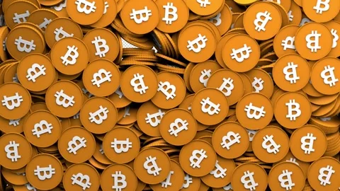 Bitcoins transition – 3d render with alpha channel. Stock Footage 268988536